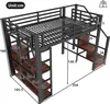 OKWISH Lit Mezzanine 140x200 cm Métal Noir avec Escalier Voir les images du produit 4
