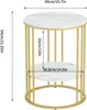 A two-tiered round side table with a marble-effect top and shelf, supported by a gold metal frame. Produktbild-Vorschau