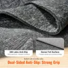 Close-up view of a dark gray felt carpet underlay with inset images highlighting its features. Náhľad obrázku produktu