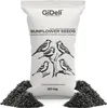 A bag of sunflower seeds for wild and domestic birds, with a depiction of birds on the bag and piles of seeds at the base. Produktbild-Vorschau