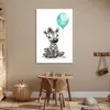 Leinwand Bilder 60x90 cm - Kinder Ballon - Zebra - Blauer, Produktbild-Vorschau 2