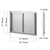 A diagram showing the dimensions of a stainless steel grill access door. Produktbild-Vorschau