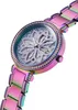 A close-up, angled shot of a women's watch with a colorful, iridescent band and a decorative, floral-patterned face. Náhled obrázku produktu