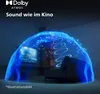 A living room scene with a TV and couch, visualized with a blue dome representing sound waves. Náhled obrázku produktu