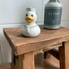 LS-LebenStil Vintage Teak Holz Fuß-Hocker Braun 28cm Produktbild-Vorschau 4