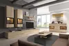 A modern living room with a wall unit, TV, coffee table, and sofa. Náhled obrázku produktu