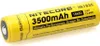 A yellow Nitecore 18650 rechargeable battery with black text and markings. Voir les images du produit