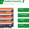 A stack of toner cartridges with marketing text on the right. Produktbild-Vorschau