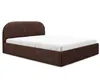 A brown upholstered bed frame with a white sheet on a white background. Náhľad obrázku produktu