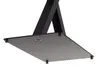A close-up view of a black metal table base, seen from a low angle. Podgląd zdjęcia produktu