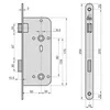 Technical drawing of a door lock mechanism with dimensions. Produktbild-Vorschau