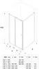 A technical drawing of a shower enclosure with a table of dimensions. Produktbild-Vorschau