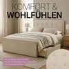 Homestyle4u Polsterbett 140x200 Beige Doppelbett Produktbild-Vorschau 2