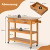 COSTWAY Carrello da cucina in legno, mobile da cucina con Anteprima dell’immagine prodotto 3
