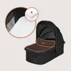 A product image of a baby stroller bassinet with an inset showing a close-up of the mattress and its layers. Produktbild-Vorschau