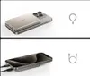 Two images showing a power bank attached to a smartphone, demonstrating different connection methods. Produktbild-Vorschau
