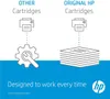 Comparison of 'Other Cartridges' versus 'Original HP Cartridges' with illustrations and text. Voir les images du produit