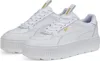 A pair of white Puma platform sneakers with gold accents. Produktbild-Vorschau