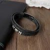Herren Lederarmband Schwarz geflochten mit Magnetverschluss Produktbild-Vorschau 6