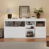 Merax Hochglanz Sideboard mit LED, Wohnzimmerschrank mit 3 Produktbild-Vorschau 5