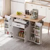 A mobile kitchen island with storage and an extended countertop, shown in a kitchen setting. Produktbild-Vorschau