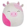 A plush toy cow with pink spots and closed eyes, presented against a white background. Anteprima dell’immagine prodotto