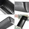 A collage of four images showing a loaf pan from different angles, with one image showing hands wearing oven mitts holding the pan. Podgląd zdjęcia produktu