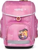 A pink ergobag school backpack with white stars and a graphic of a girl and a horse on the front pocket. Voir les images du produit