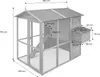 A diagram of a wooden chicken coop with dimensions indicated by measurement lines and text. Podgląd zdjęcia produktu