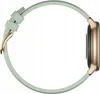 Side view of a smartwatch with a green band and gold casing. Voir les images du produit