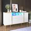 Buffet à 4 portes avec éclairage LED, 1 tiroir, blanc Voir les images du produit 3