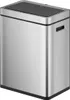 A silver and black rectangular trash can with a black lid. Produktbild-Vorschau