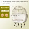 COSTWAY Chaise longue de jardin en osier avec 4 coussins, Voir les images du produit 6