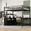 A loft bed with a desk and storage unit underneath, set up in a room. Náhled obrázku produktu