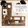 A top-down view of an L-shaped desk with various items on it, including a computer, keyboard, mouse, and books. A chair is partially visible. Produktbild-Vorschau