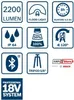 Lampe de chantier sans fil Bosch, GLI 18V-2200 C, 1 pièce. Voir les images du produit 31