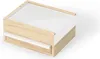 A jewelry box with a wooden frame and a white top and drawer front, shown from a slightly elevated angle on a white background. Voir les images du produit