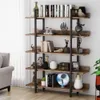 A multi-shelf bookshelf filled with various decorative items and books, placed in a room with a chair and curtains visible. Náhled obrázku produktu