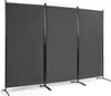 A three-panel dark gray screen or room divider with black metal supports and feet, shown against a white background. Anteprima dell’immagine prodotto
