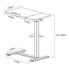 A technical drawing with dimensions of a height-adjustable desk. Voir les images du produit
