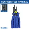 A black metal coat rack with a blue checkered jacket hanging on it. Anteprima dell’immagine prodotto