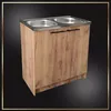 A kitchen cabinet with a double sink and faucet. Náhľad obrázku produktu