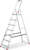 A silver aluminum step ladder with red accents, shown against a white background. Anteprima dell’immagine prodotto