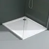 A square shower tray with a drain in a modern bathroom setting. Produktbild-Vorschau
