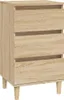 A standalone image of a wooden nightstand with three drawers. Náhled obrázku produktu