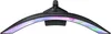 A close-up, top-down view of the curved top edge of a monitor, showing RGB lighting effects. Produktbild-Vorschau