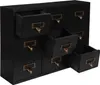 A black wooden cabinet with nine drawers, some of which are open, displaying brass drawer pulls. Podgląd zdjęcia produktu