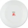 A white plate with a red coral design and brand logo in the center. Voir les images du produit
