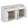 A white sideboard with its doors and drawers open, revealing the interior storage compartments. Produktbild-Vorschau