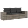 The Living Store 3-tlg. Garten-Sofagarnitur mit Kissen Grau Produktbild-Vorschau 3